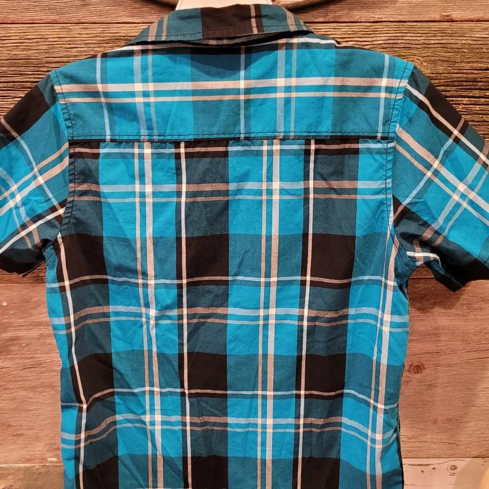 Tony Hawk Blue and Black Plaid Button Down Shirt